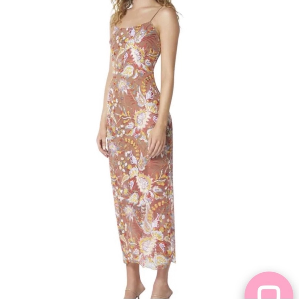 elliatt vespers floral sequin mesh embellished midi dress size small new